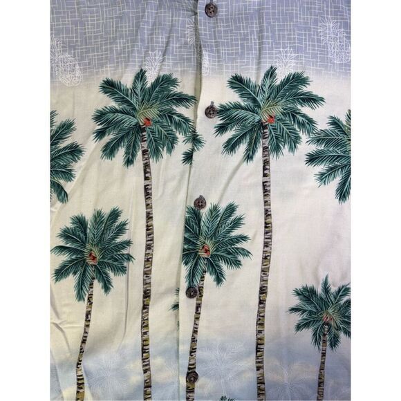 Batik Bay Shirt Men 2XL XXL Blue Cream Palm Tree Pineapple Hawaiian Rayon - Picture 4 of 7